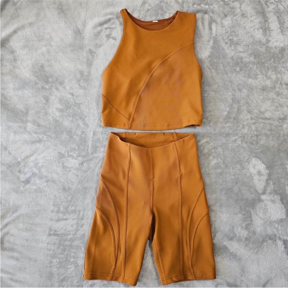 Lululemon Active Crop Tank & Biker Shorts Set